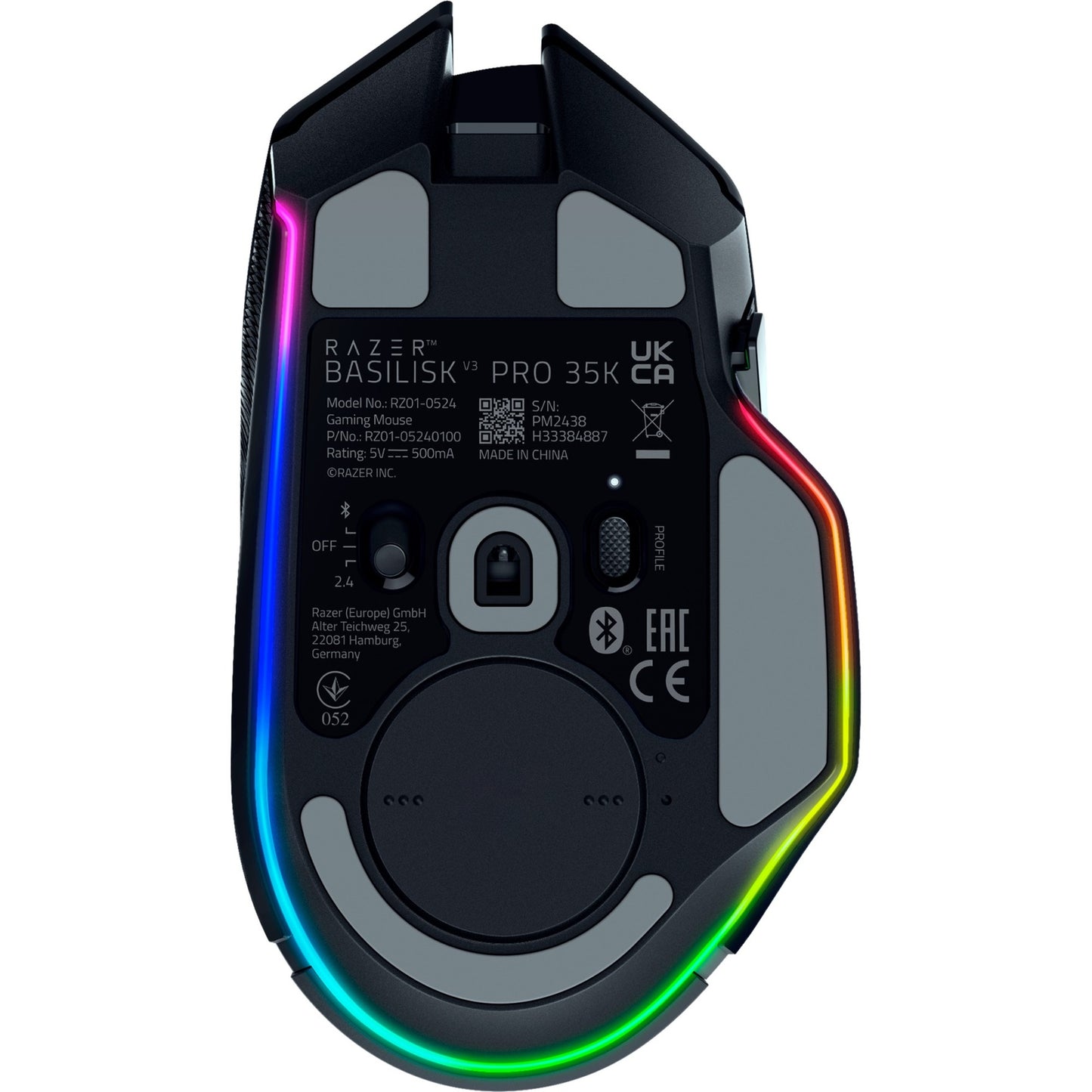Razer basilisk v3 pro 35k gaming muis (zwart, usb bluetooth hyperspeed wireless, 35000 dpi, chroma rgb)
