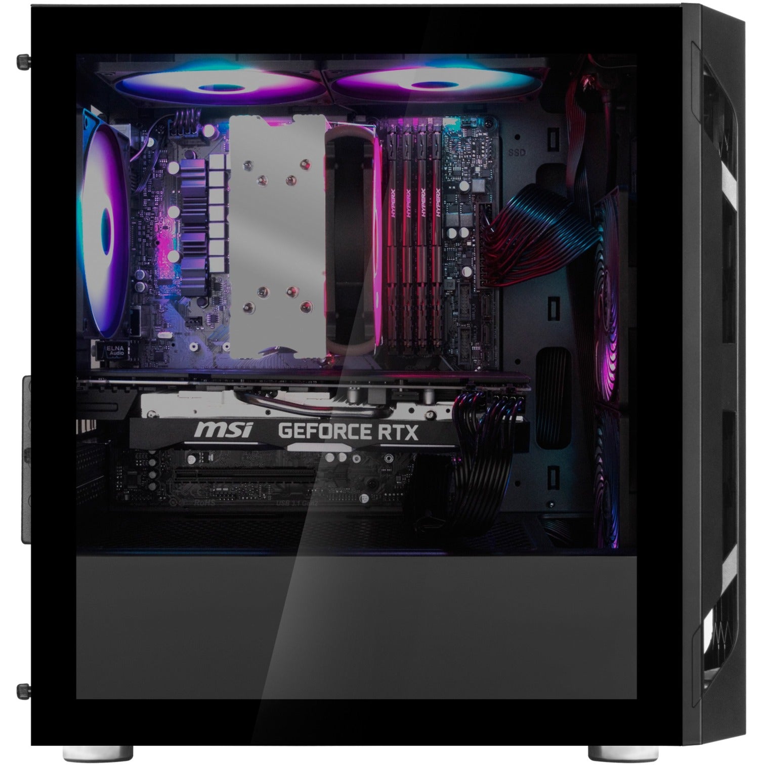 Silverstone sst-fah1mb-g midi tower behuizing (zwart | 3x usb-a | tempered glass)