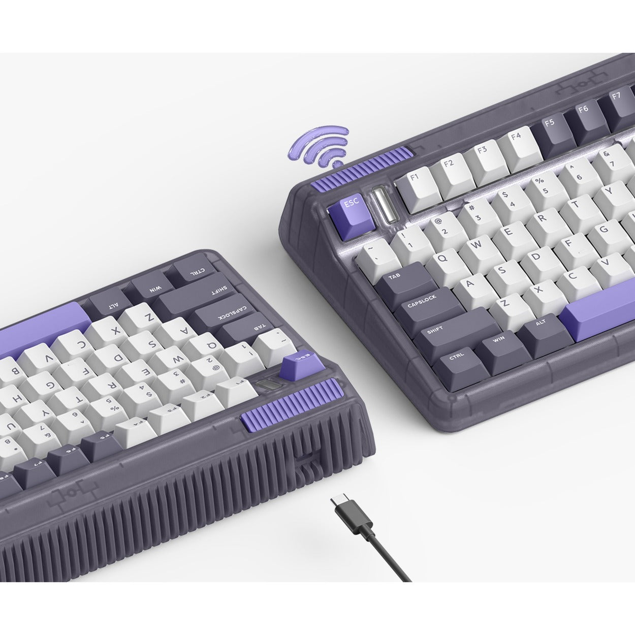 Iqunix og80 lavandin wireless mechanical keyboard (lavendel, us lay-out (qwerty), cherry mx brown, 80% (tkl), hot-swappable, pbt, 2.4ghz | bluetooth 5.1 | usb-c)