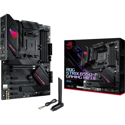 Asus rog strix b550-f gaming wi-fi ii socket am4 moederbord (zwart, raid, gb-lan, wi-fi 6, bt, sound, atx)