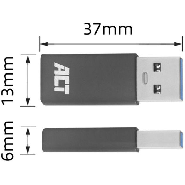 Act connectivity usb-a naar usb-c adapter (donkergrijs)