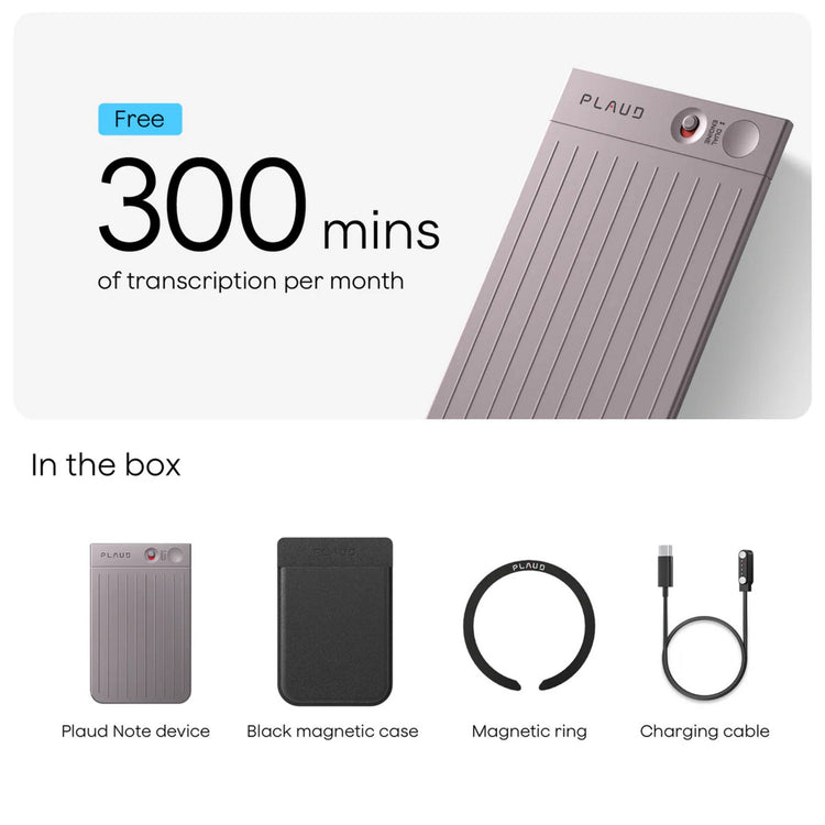 Plaud note dicteerapparaat (zilver, 64 gb, bluetooth (ble 5.2), wi-fi (2.4ghz))