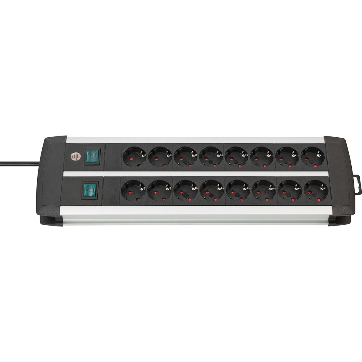 Brennenstuhl premium-alu-line techniek stekkerdoos duo 16-voudig stekkerdoos (zwart zilver, 3 meter)