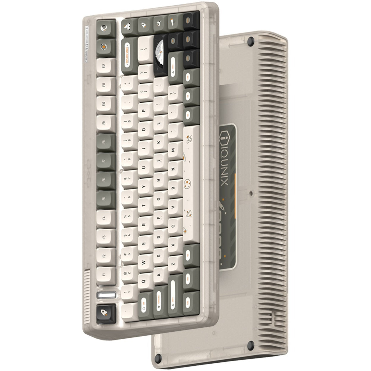 Iqunix og80 hitchhiker wireless mechanical keyboard (grijs, us lay-out (qwerty), cherry mx silent red, 80% (tkl), rgb leds, hot-swappable, pbt, 2.4ghz | bluetooth 5.1 | usb-c)