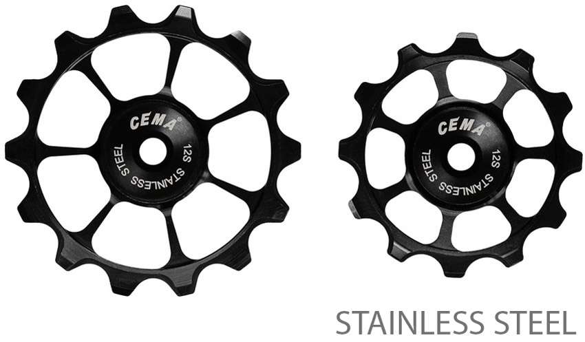 Cema derailleurwieltjes rvs sram axs +xplr 12v zwart