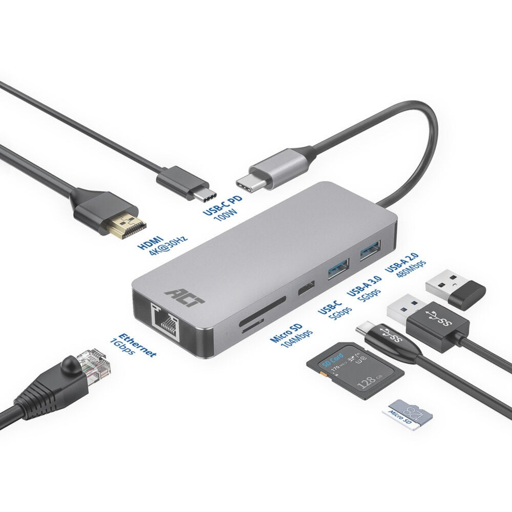 Act connectivity usb-c 4k docking station (aluminium, usb-c, hdmi, lan)