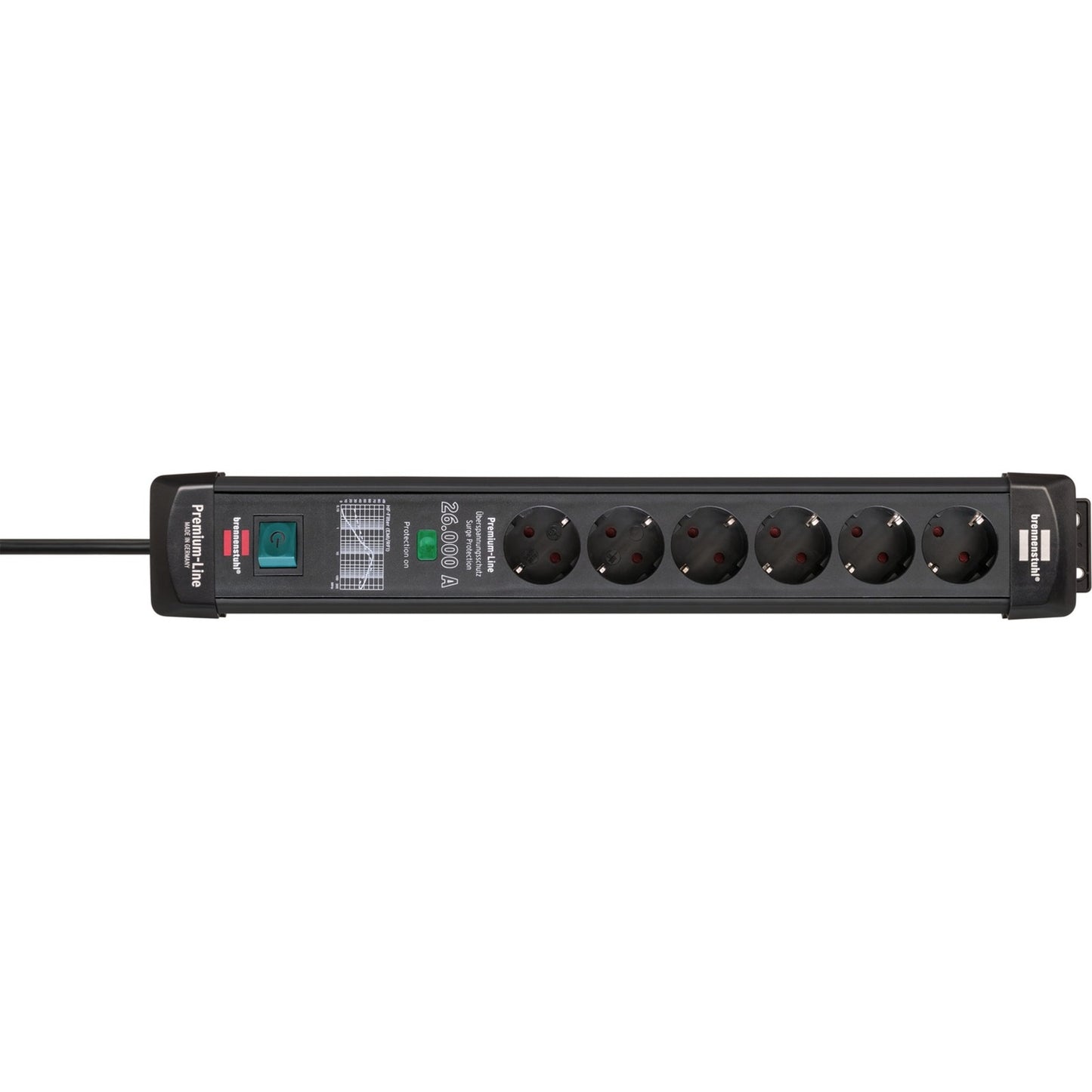 Brennenstuhl premium-line overspannings- beveiliging 26000a 6-voudig zwart 1,8m h05vv-f 3g1,5