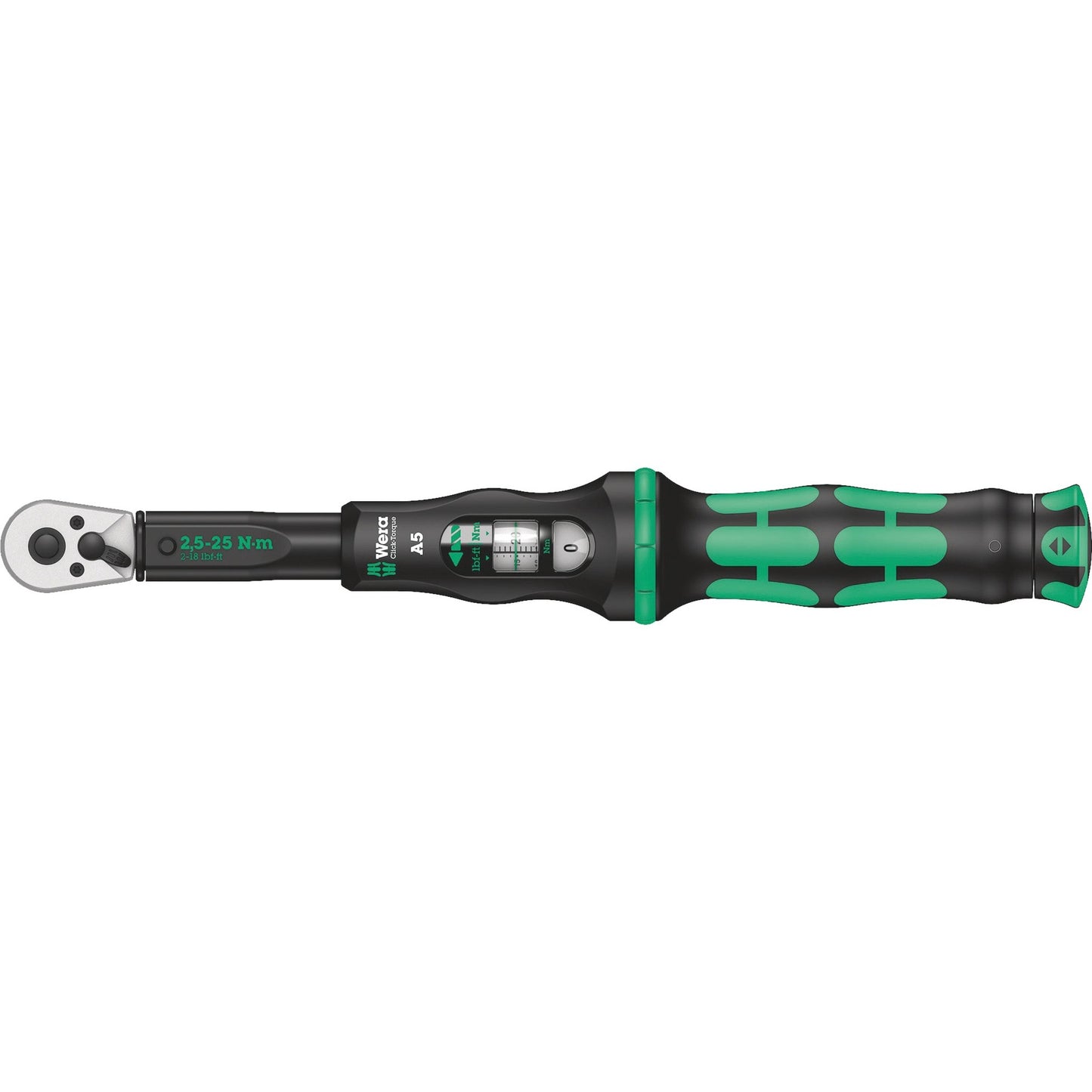 Wera click-torque a 5 draaimomentsleutel met omschakelratel (zwart groen)