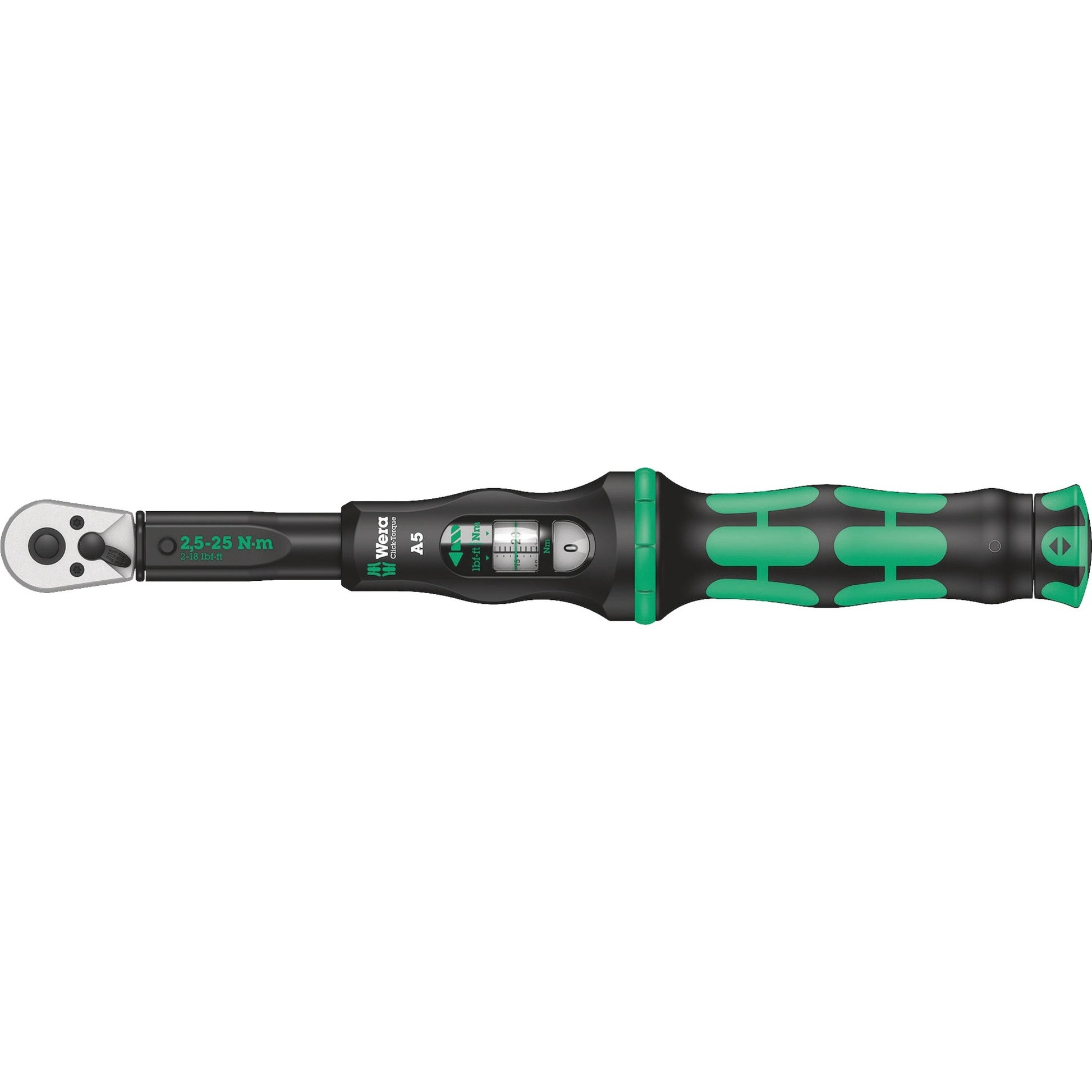 Wera click-torque a 5 draaimomentsleutel met omschakelratel (zwart groen)