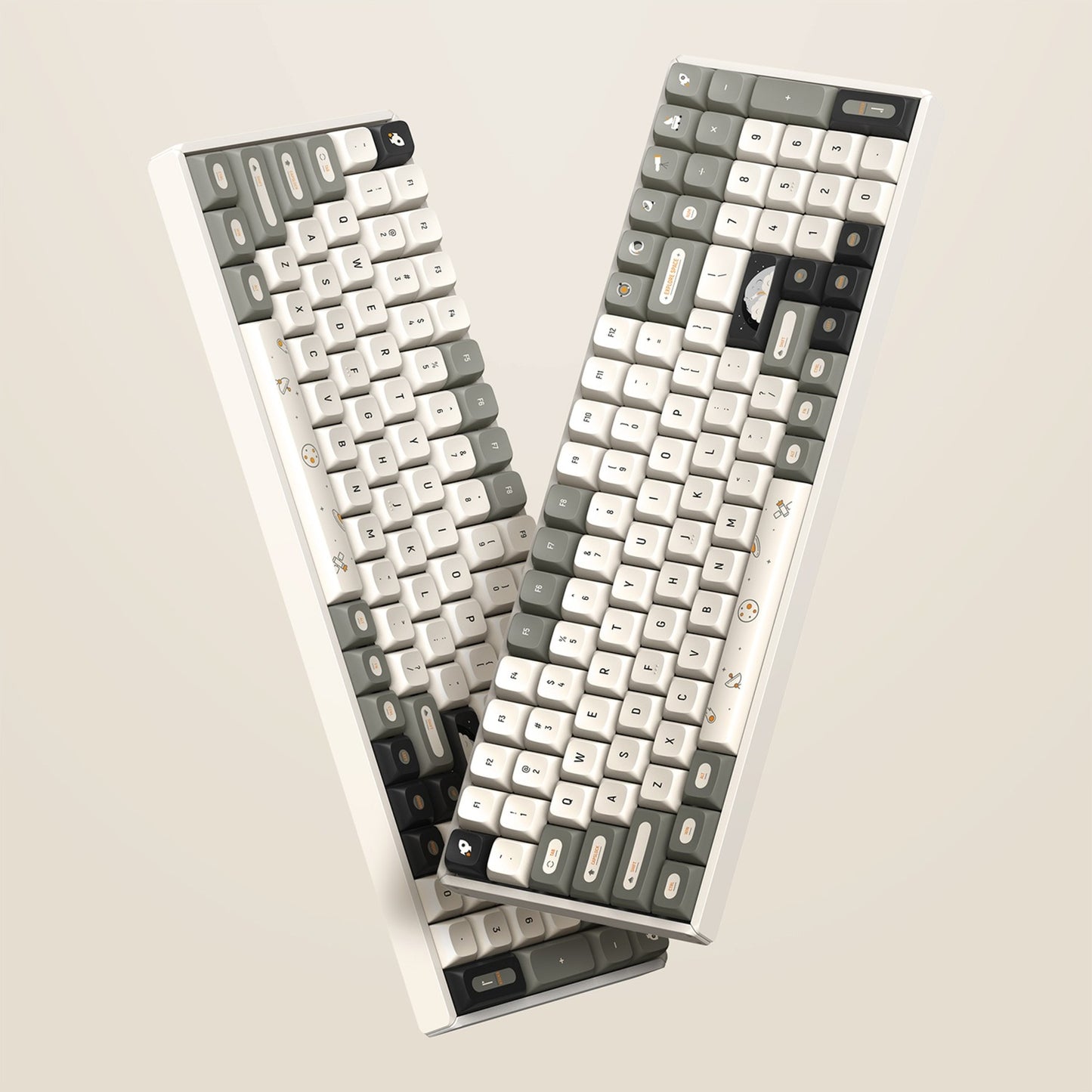 Iqunix f97 hitchhiker wireless mechanical keyboard (grijs, us lay-out (qwerty), cherry mx red, 96%, rgb leds, hot-swappable, pbt, 2.4ghz | bluetooth 5.1 | usb-c)