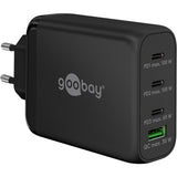 Goobay 100w gan usb-c pd multiport snellader (zwart, 3x usb-c, 1x usb-a) - afbeelding 1