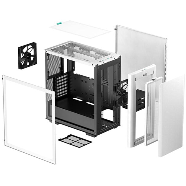 Deepcool ck500 midi tower behuizing (wit | 2x usb-a | 1x usb-c | tempered glass)