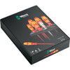 Wera 160 is 7 schroevendraaierset kraftform plus serie 100 (rood geel, eenpolige fasetester, houder, 7‑delig)