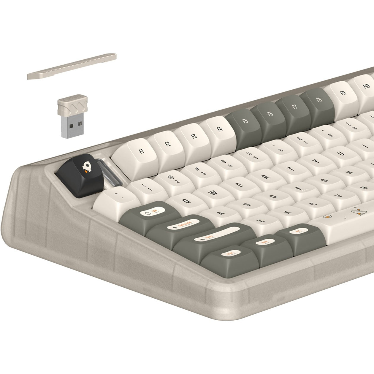 Iqunix og80 hitchhiker wireless mechanical keyboard (grijs, us lay-out (qwerty), cherry mx silent red, 80% (tkl), rgb leds, hot-swappable, pbt, 2.4ghz | bluetooth 5.1 | usb-c)