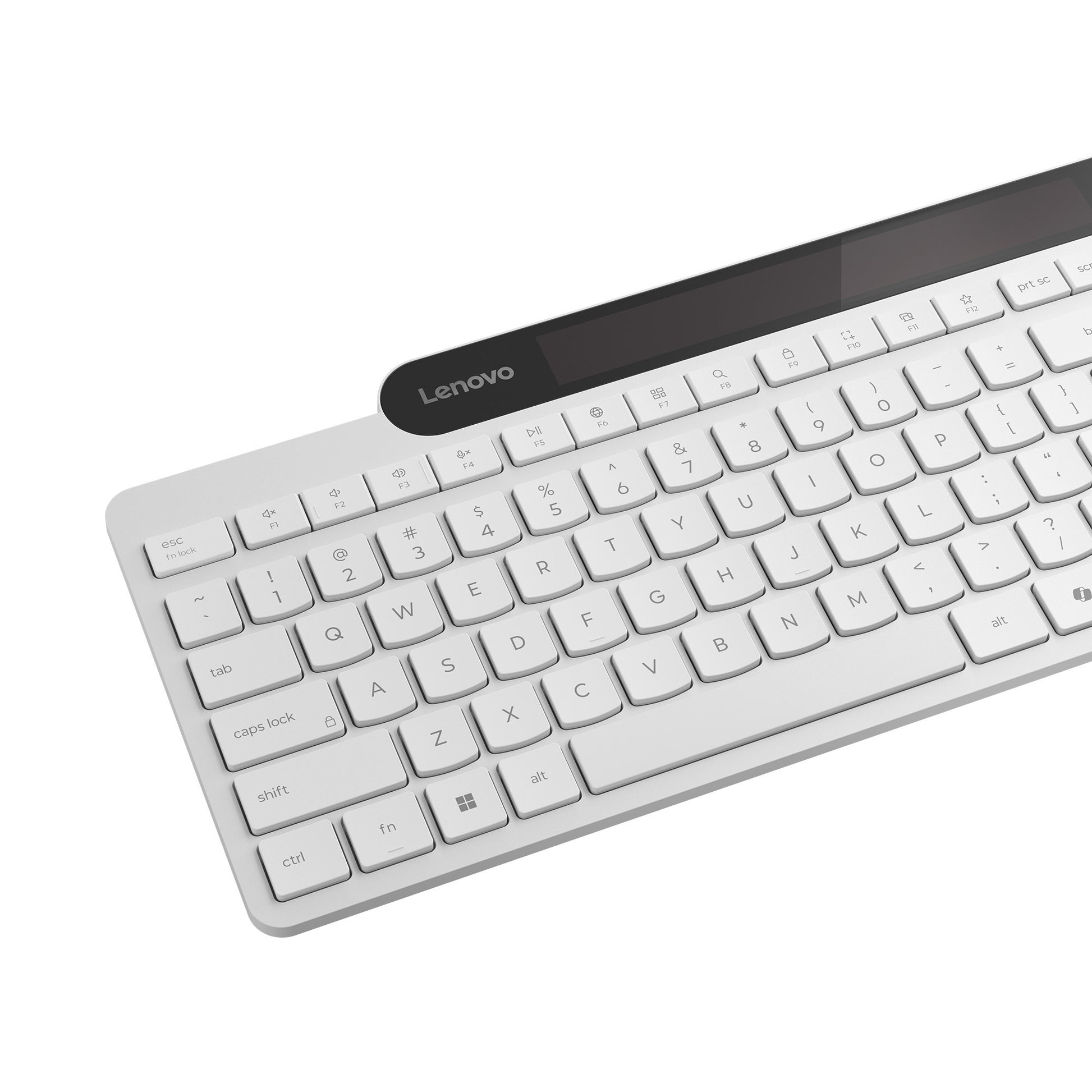 Lenovo 800 self-charging bluetooth keyboard (wit, us lay-out (qwerty), plunger, 100%, plunger switch, bluetooth 5.1, usb-c)