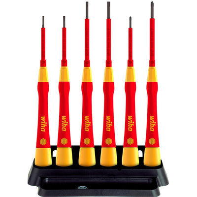 Wiha fijnschroevendraaierset picofinish electric (rood geel)