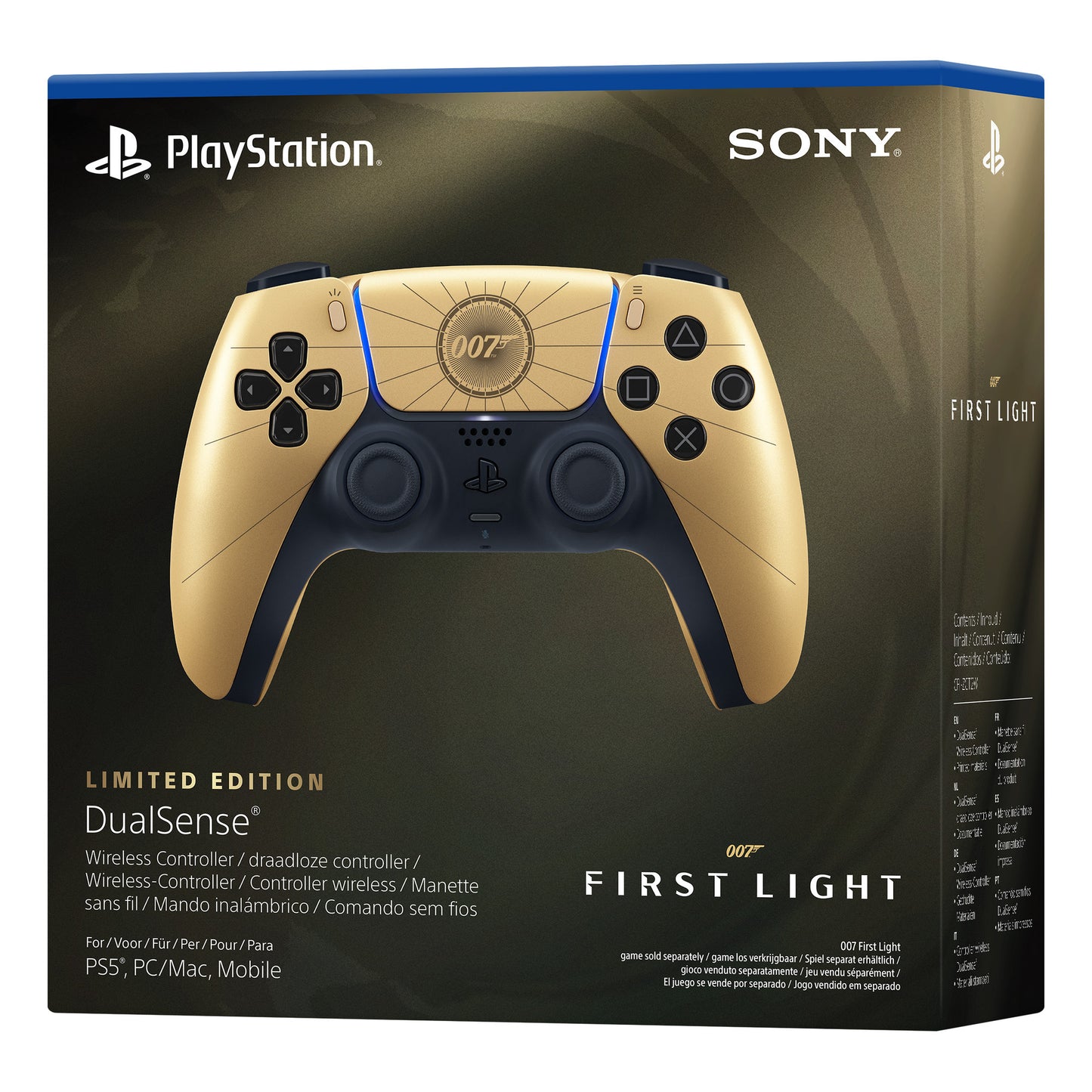 Sony interactive entertainment dualsense draadloze controller – 007 first light limited edition (goud zwart, voor playstation 5)