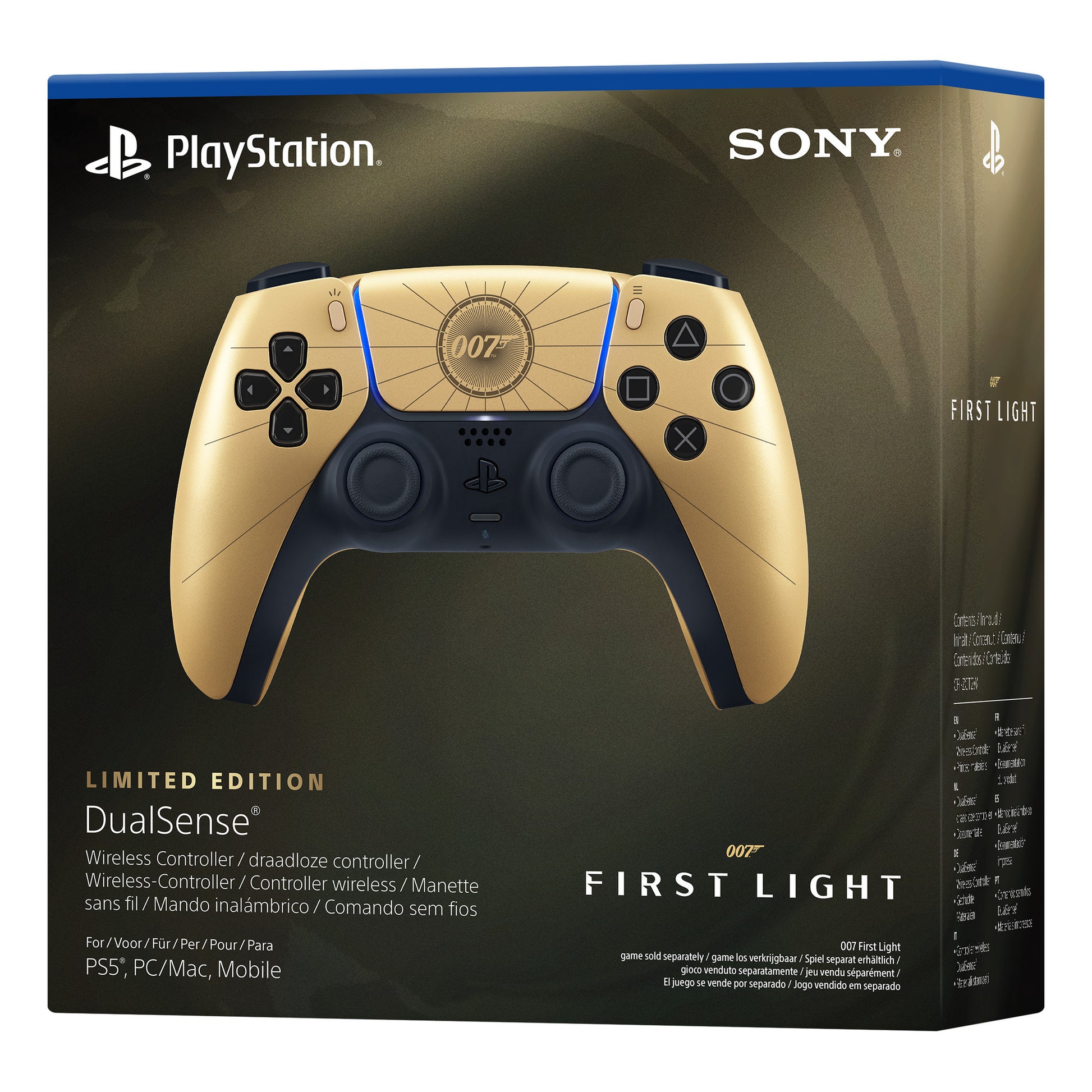 Sony interactive entertainment dualsense draadloze controller – 007 first light limited edition (goud zwart, voor playstation 5)