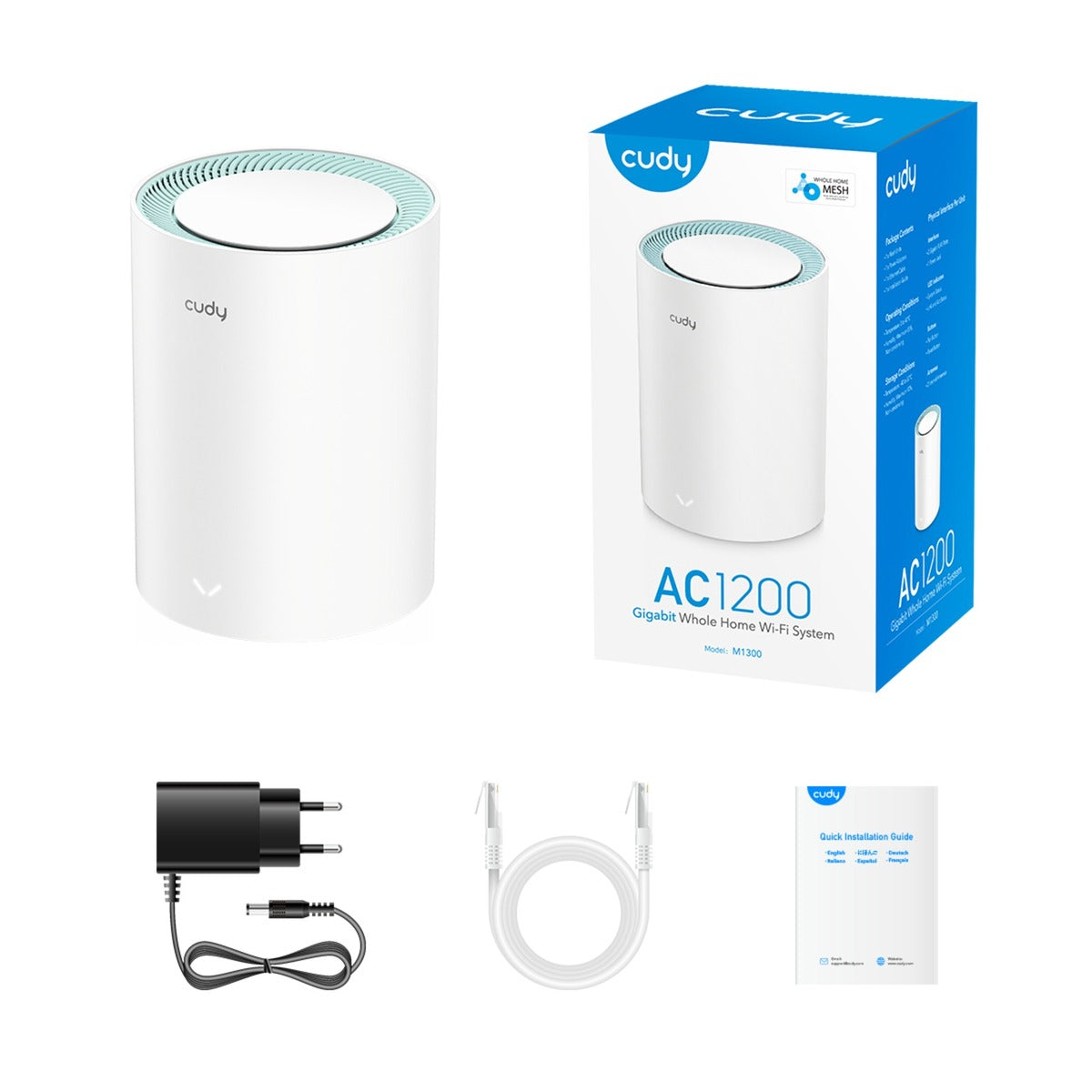 Cudy ac1200 gigabit mesh wi-fi system (1-pack) mesh router (wit)