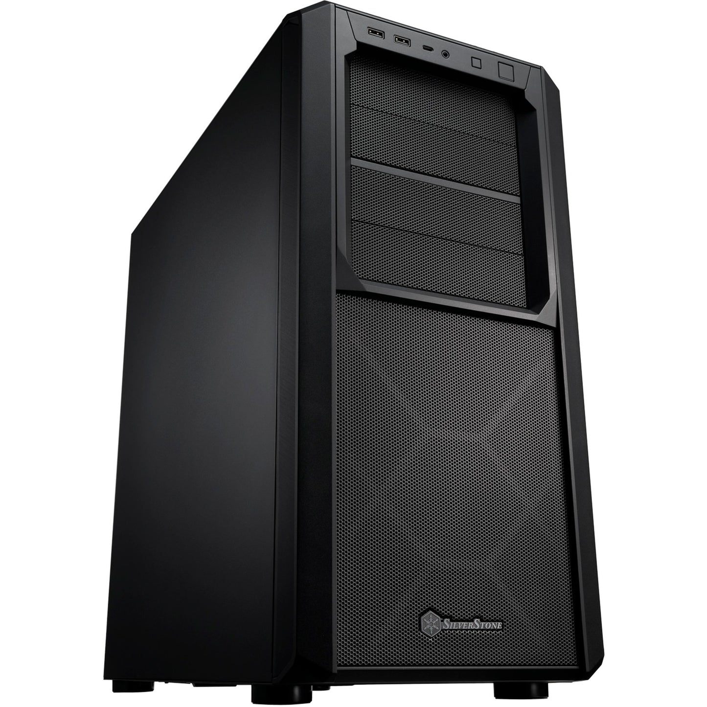 Silverstone sst-sed1-b midi tower behuizing (zwart | 2x usb-a | 1x usb-c)