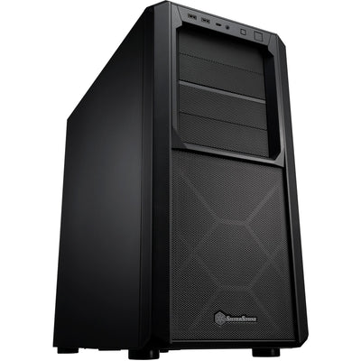 Silverstone sst-sed1-b midi tower behuizing (zwart | 2x usb-a | 1x usb-c)