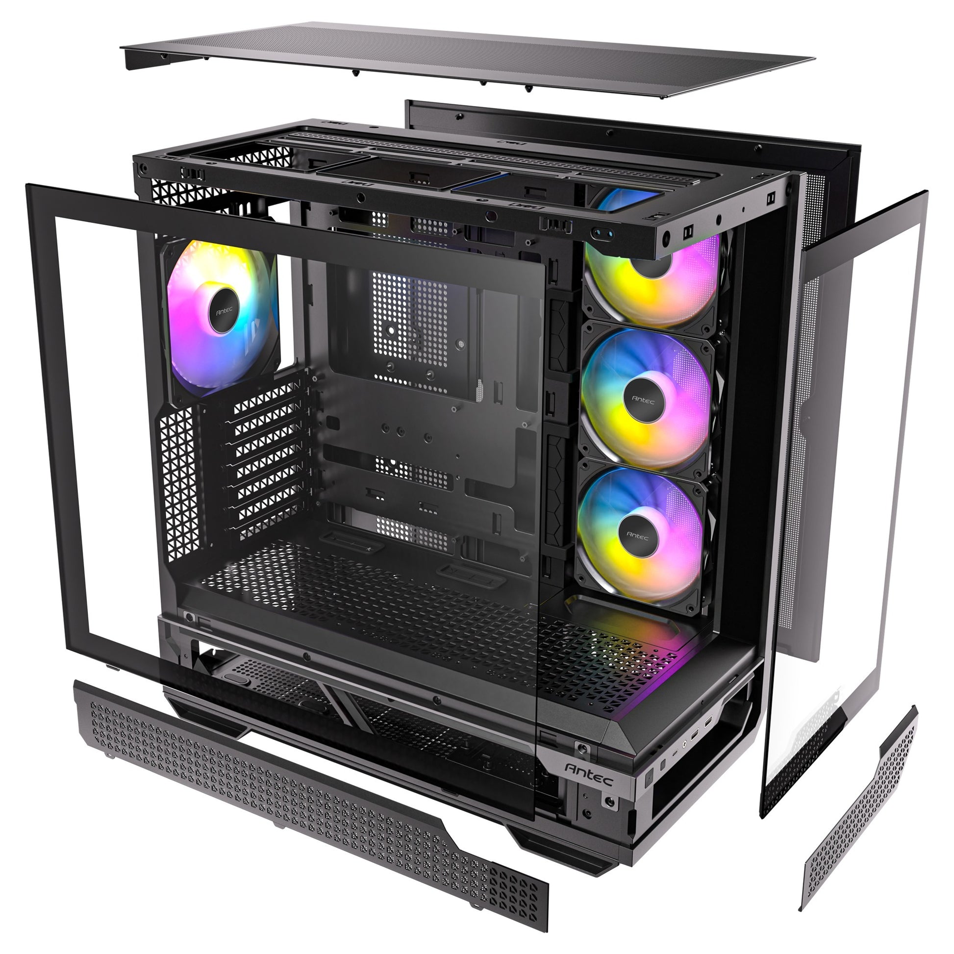 Antec c7 argb midi tower behuizing (zwart | 2x usb-a | 1x usb-c | tempered glass)