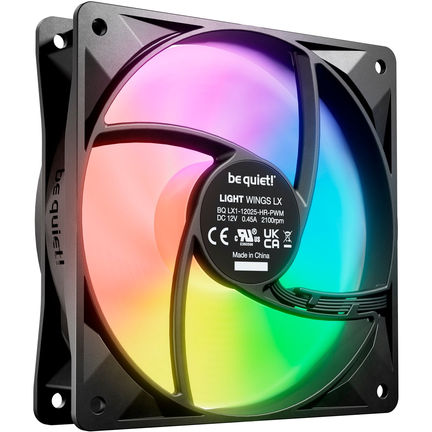 Be quiet! light wings lx pwm high-speed rgb case fans (zwart, 3 stuks, 120 x 120 x 25 mm)