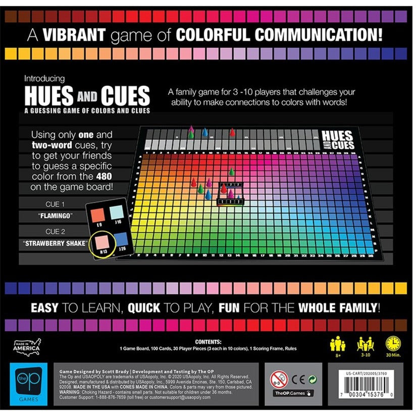 Usaopoly - hues and cues bordspel - familiespel - party spel - vanaf 8 jaar - voor 3 tot 10 spelers - engelstalige spelregels