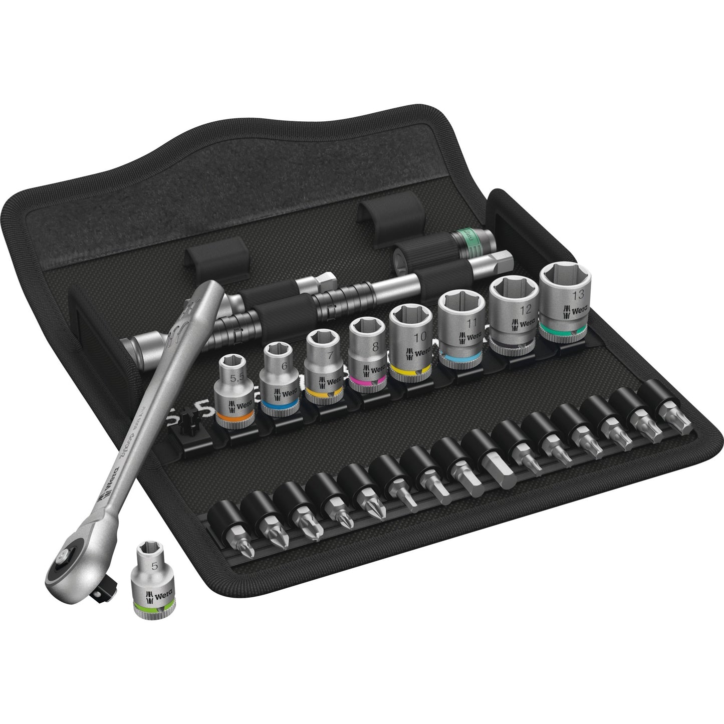 Wera 8100 sa 7 zyklop metal-ratelset doorsteekvierkant 1 4 gereedschapsset (28-delig)