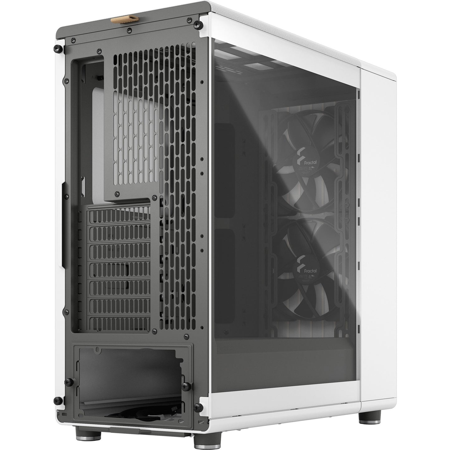 Fractal design north midi tower behuizing (wit houtkleur | 2x usb-a | 1x usb-c | tempered glass)