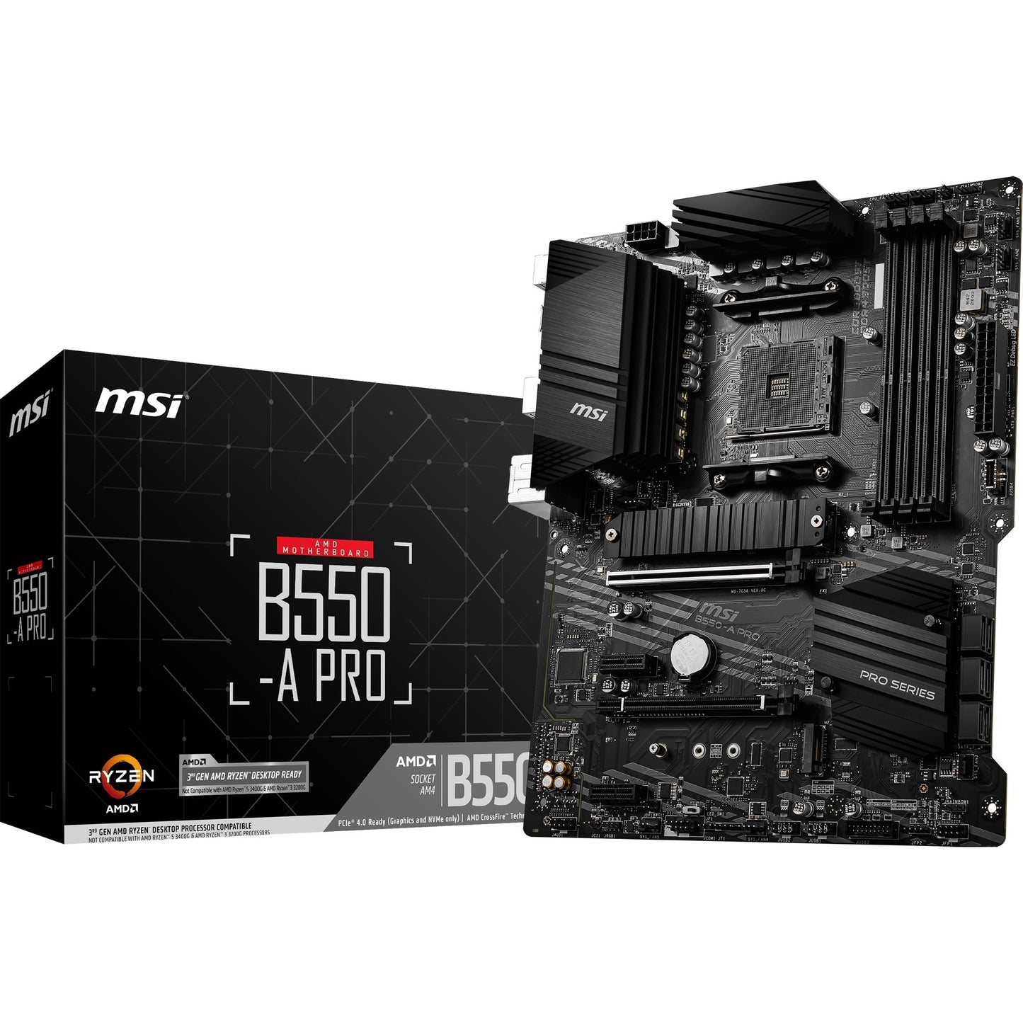 Msi b550-a pro socket am4 moederbord (zwart, raid, gb-lan, sound, atx)