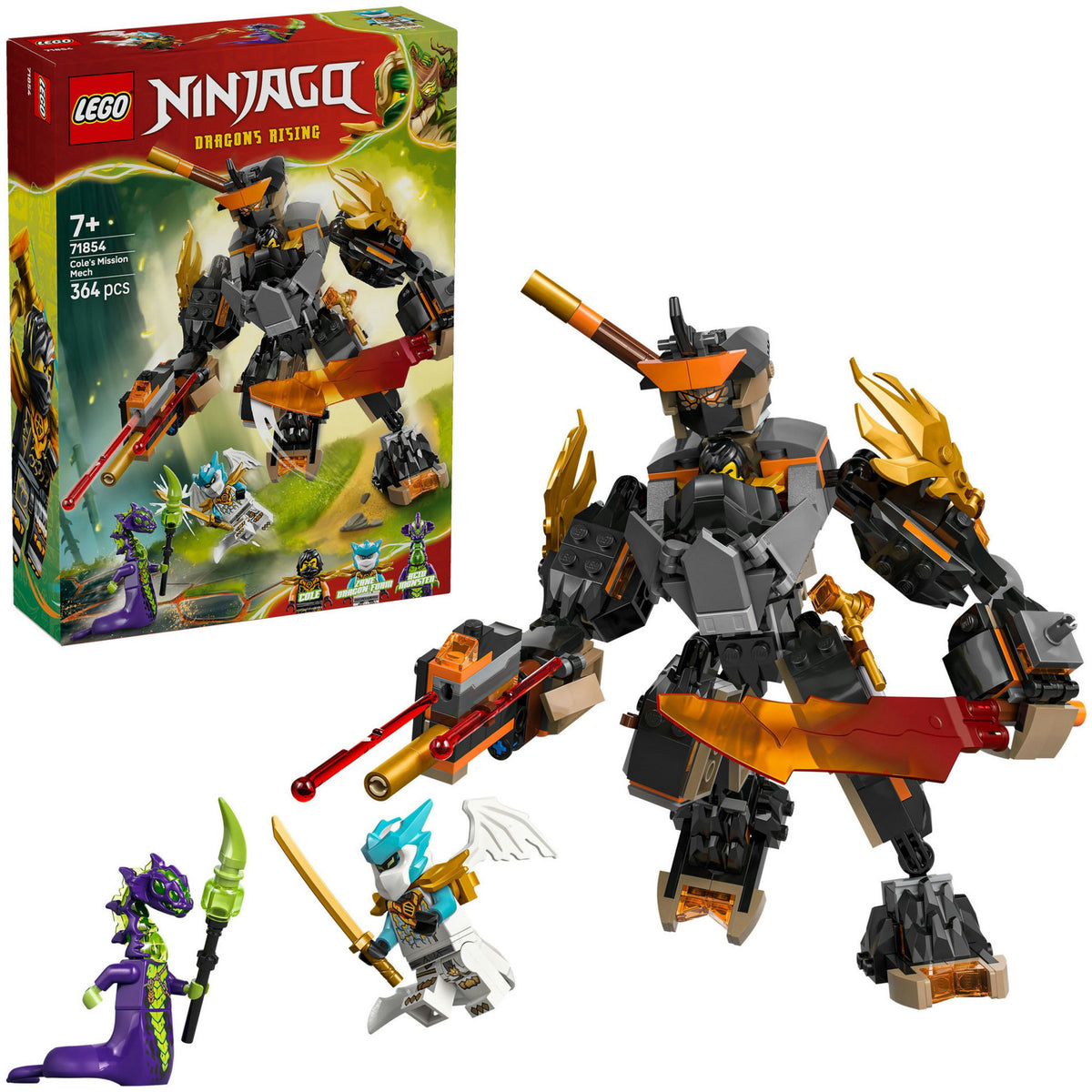 Lego ninjago 71854 cole missiemecha en draak zane