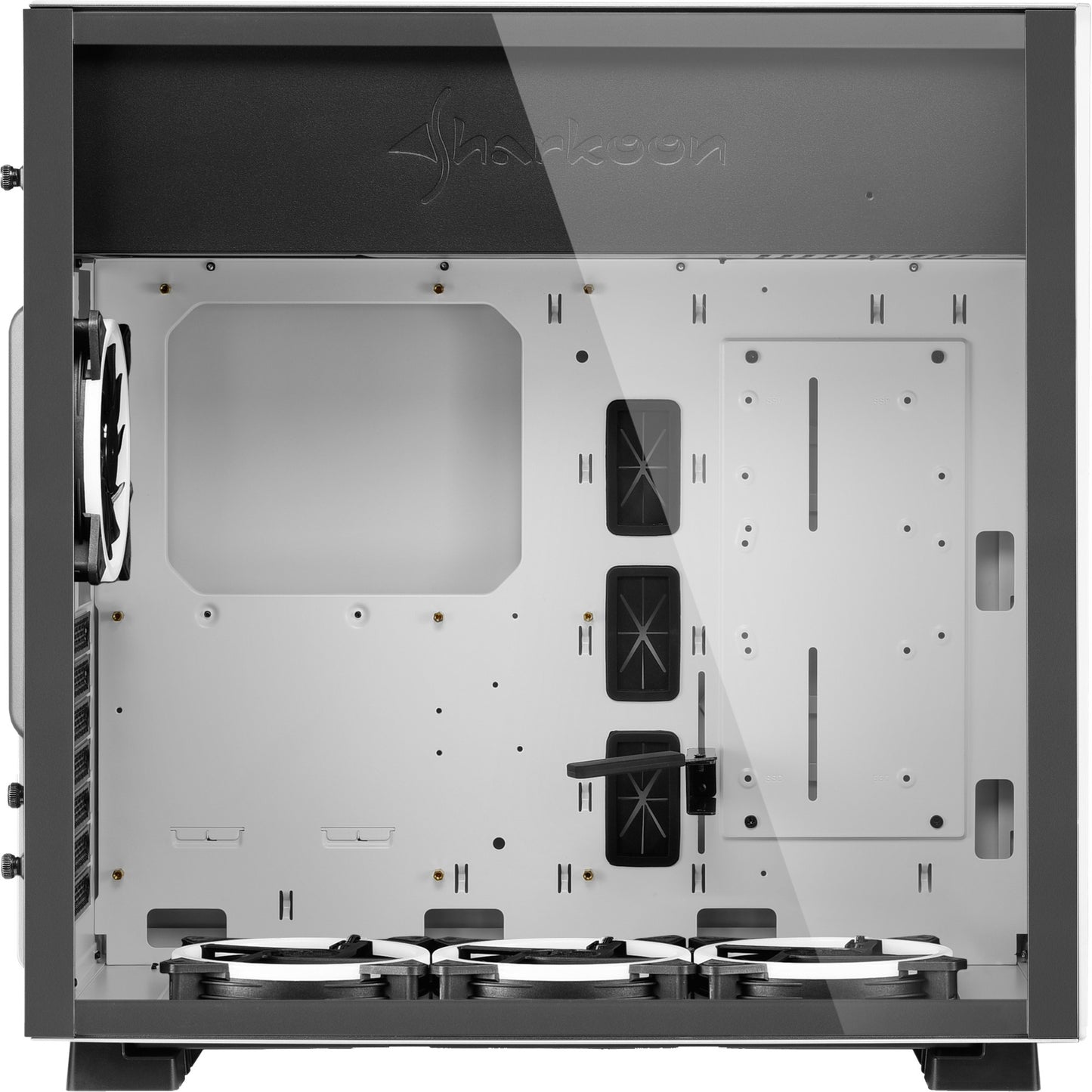 Sharkoon pure steel rgb midi tower behuizing (wit | 2x usb-a | rgb | tempered glass)