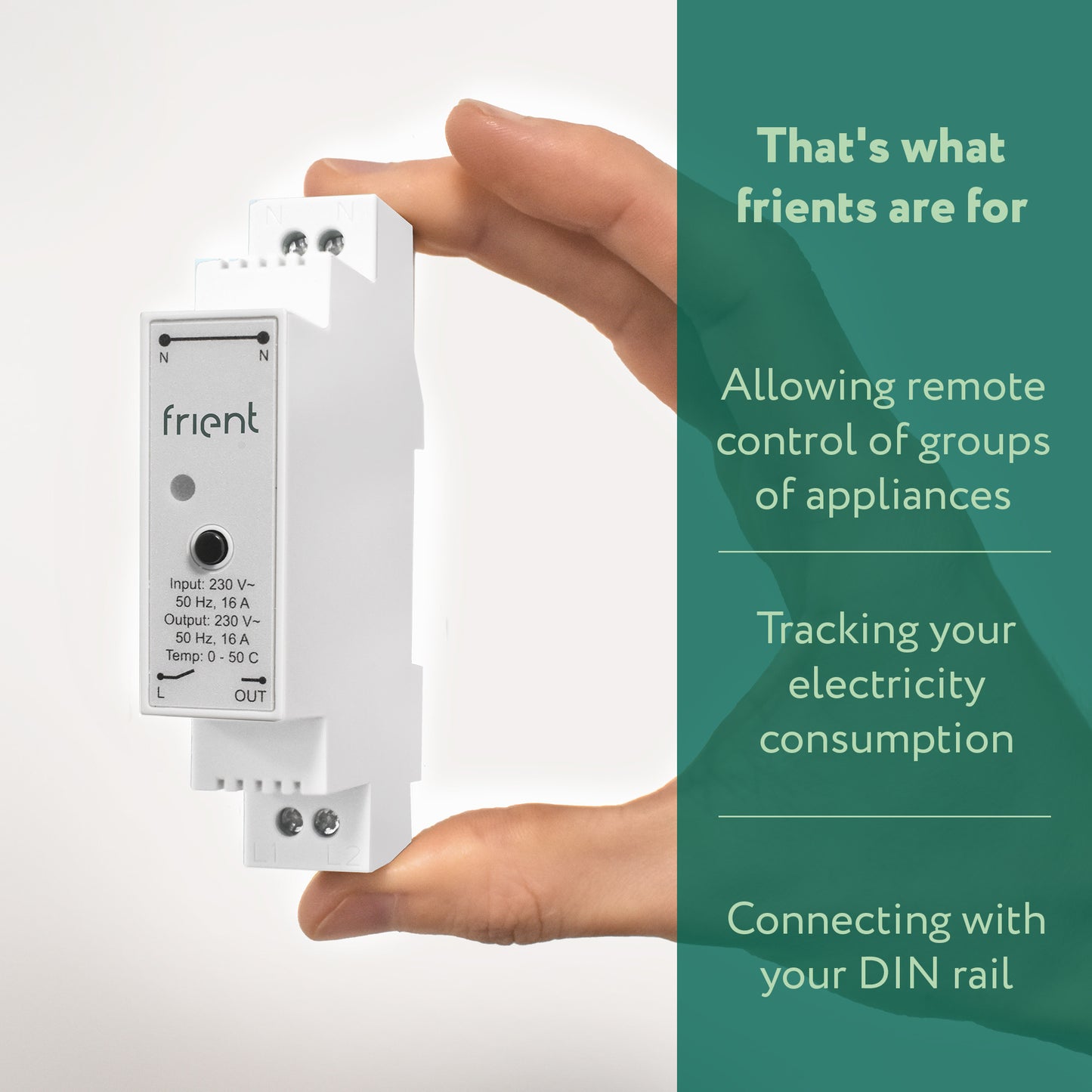 Frient smart din relay relais (lichtgrijs, zigbee)