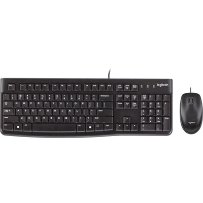 Logitech mk120 desktopset (zwart, eu lay-out (qwerty), rubberdome)