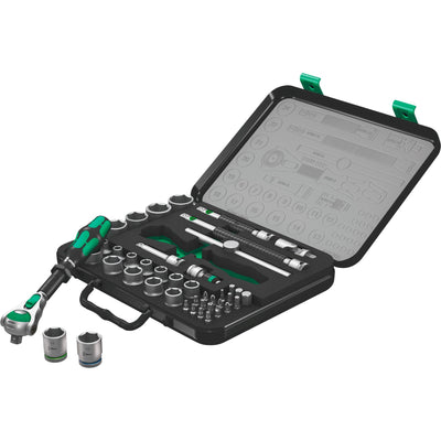 Wera 8100 sa sc 2 zyklop doppenset gereedschapsset (zwart groen, 43-delig, snelheidsratel met draaibare kop)
