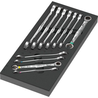 Wera zelfaanpassende steeksleutel 6000 joker set 1 gereedschapsset (zwart grijs, combinatie ratelsleutelset, in schuimrubberen inzet voor werkplaatswagen)