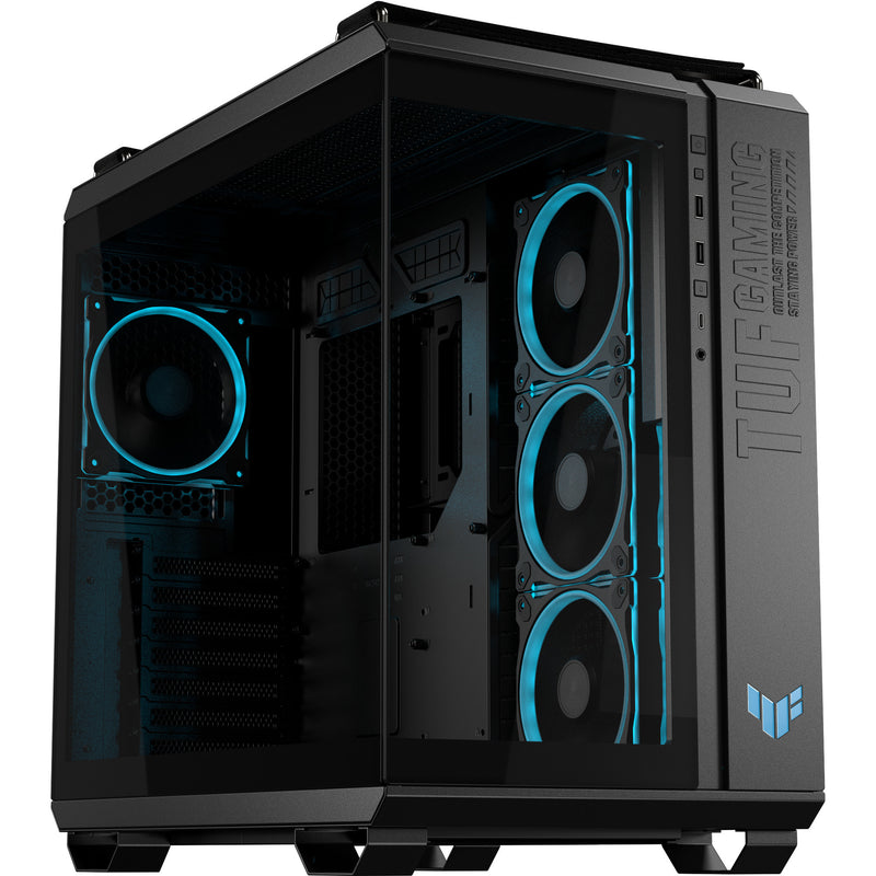 Asus tuf gaming gt502 horizon argb midi tower behuizing (zwart | 3x usb-a | 1x usb-c | tempered glass)