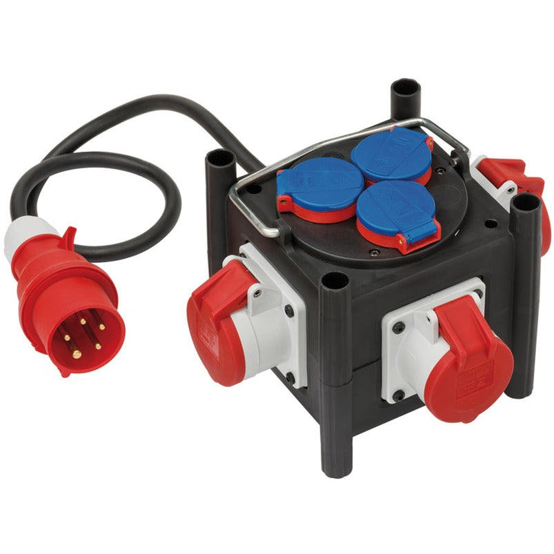 Brennenstuhl compacte rubberen stroomverdeler bsv 3 ls e 16 2 ip44 1 meter stekkerdoos (zwart, 3x geaard, 3x cee)