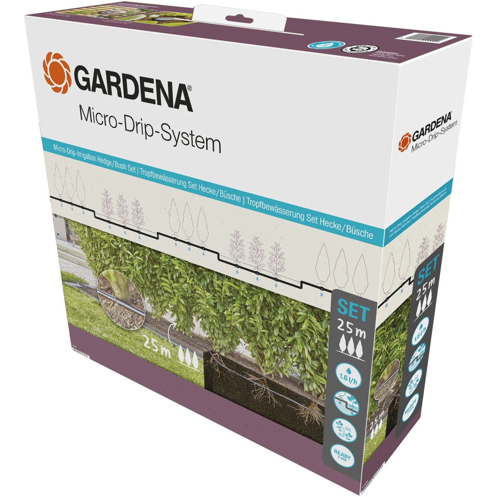 Gardena micro-drip-bewatering heggen struiken set (25 m) druppelaar (zwart)