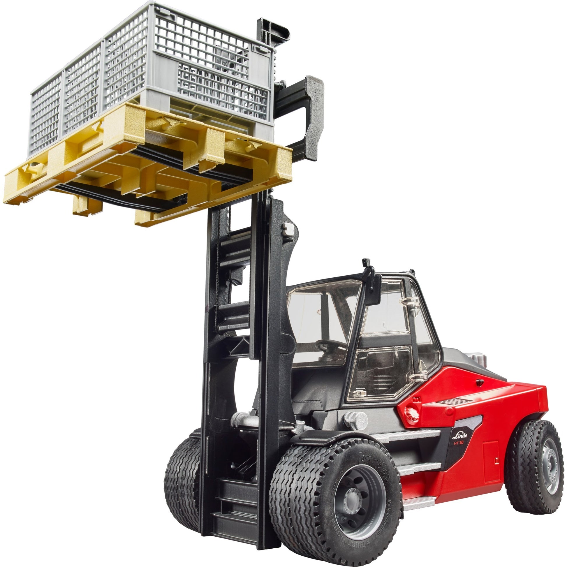 Bruder linde ht160s heftruck met pallet en 3 palletkooien modelvoertuig (02513)