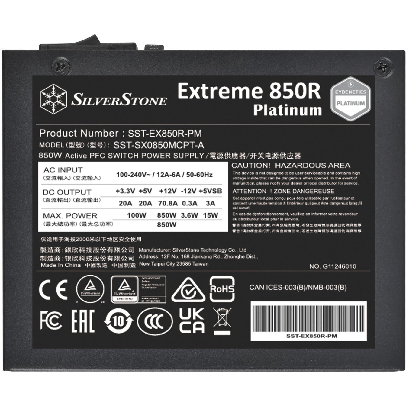 Silverstone sst-ex850r-pm modulaire 850 watt voeding (zwart, 2x pcie)