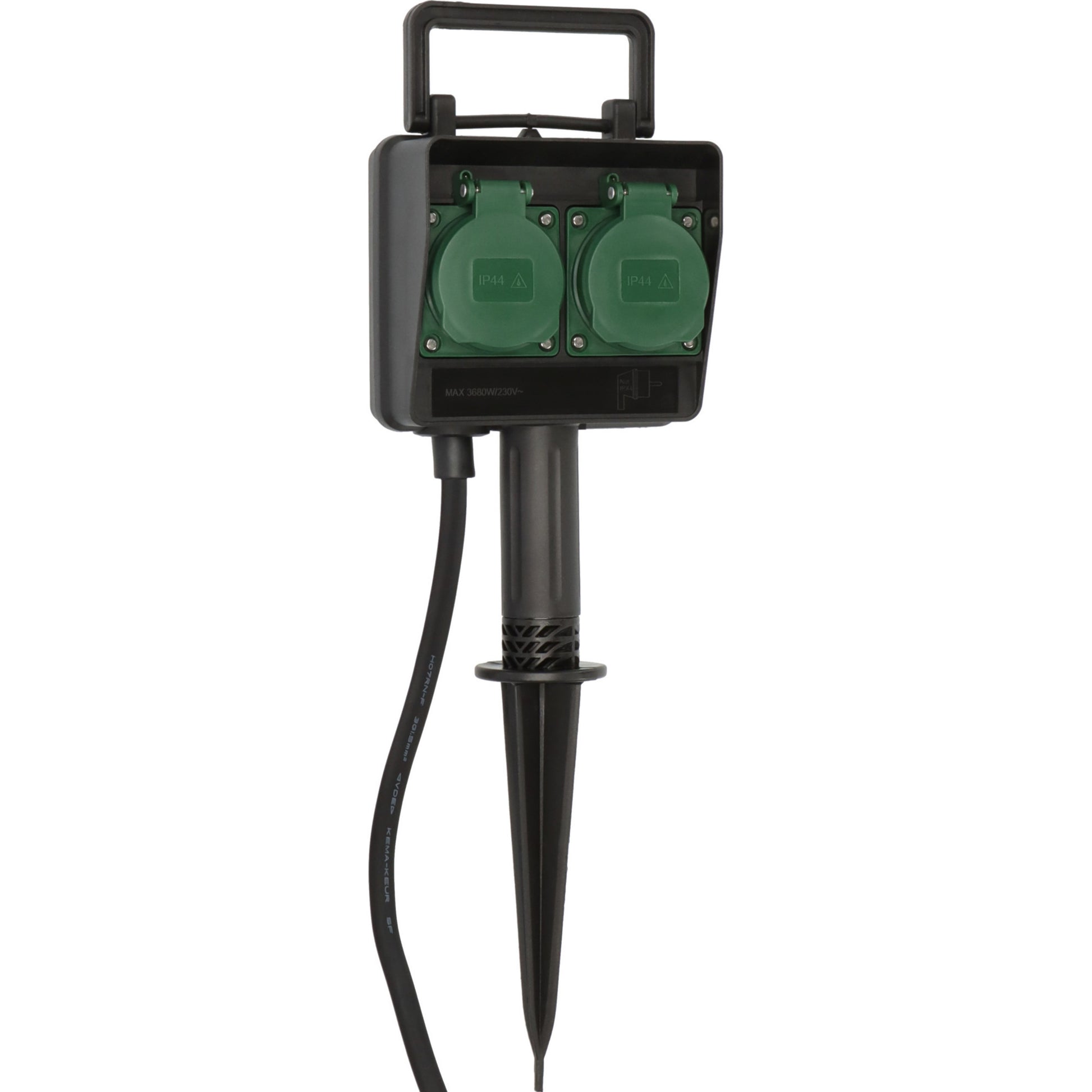 Brennenstuhl tuincontactdoos met aardspies 1154430 stekkerdoos (zwart, 1,4 meter, ip44)