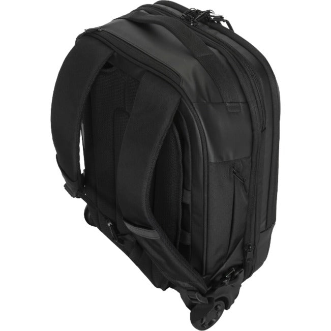Targus 15.6” ecosmart mobile tech traveler rolling backpack trolley (zwart)