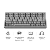 Keychron k2 he-f1c concrete edition rgb mechanisch toetsenbord (zwart, us lay-out (qwerty), gateron double-rail magnetic nebula, 75%, rgb leds, osa double-shot pbt, hot swap, 2.4ghz | bluetooth 5.2 | usb-c) - afbeelding 2