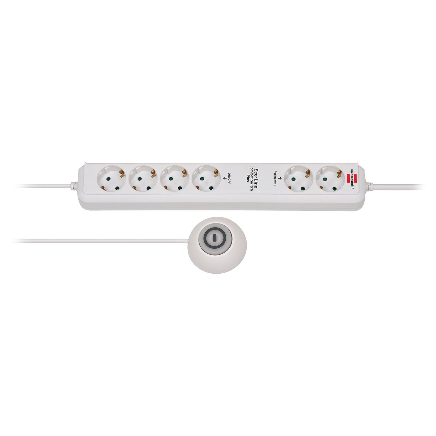 Brennenstuhl eco-line stekkerdoos comfort switch plus el csp 24 6-voudig wit 1,5m h05vv-f 3g1,5 2 permanente, 4 schakelbare externe voetschakelaar