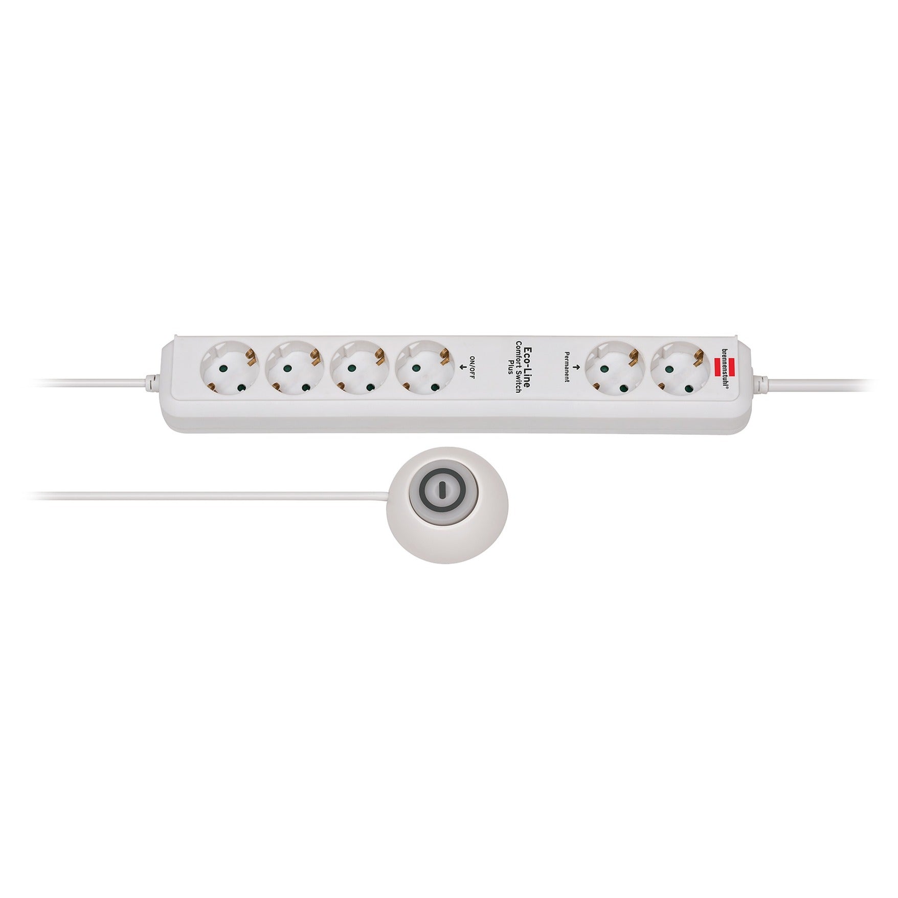Brennenstuhl eco-line stekkerdoos comfort switch plus el csp 24 6-voudig wit 1,5m h05vv-f 3g1,5 2 permanente, 4 schakelbare externe voetschakelaar