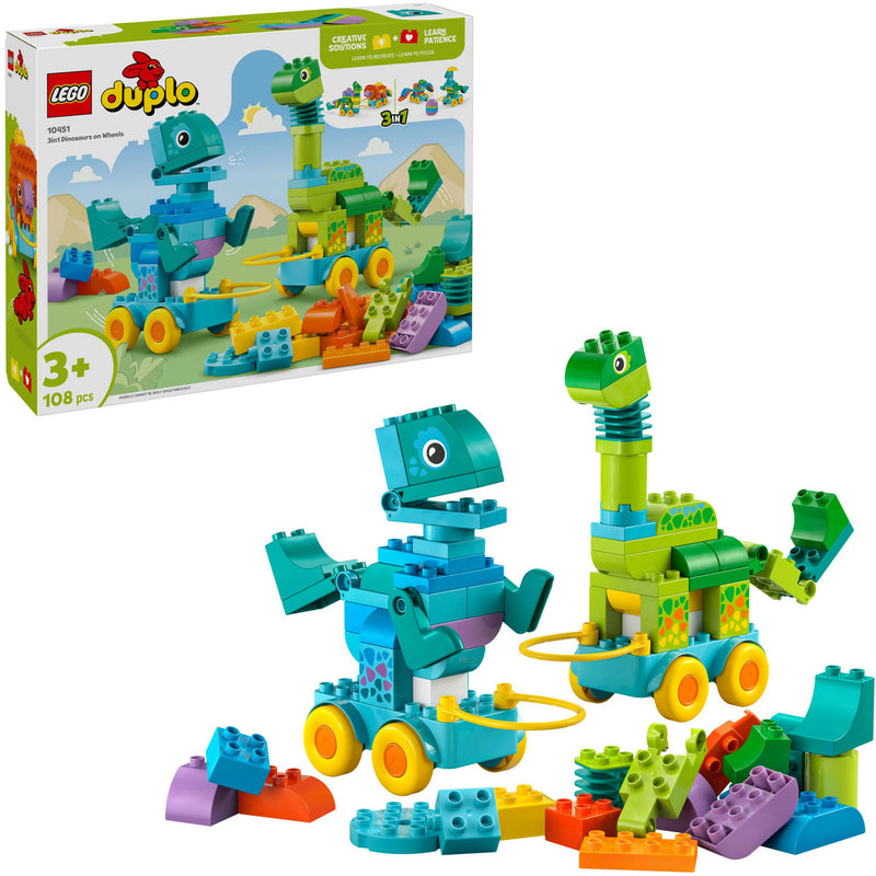 Lego ® duplo® stad 3-in-1 dinosaurussen op wielen - 10451