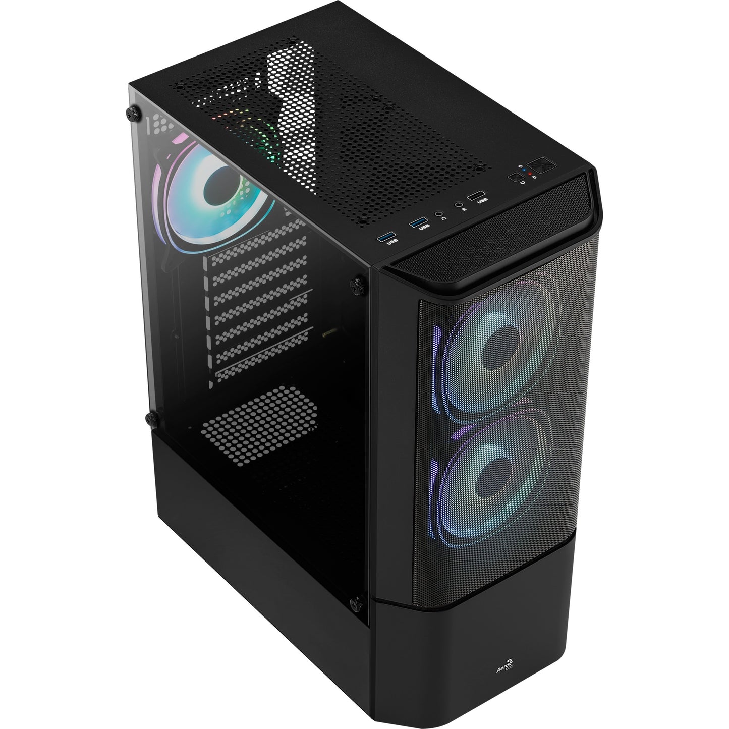 Aerocool quantum mesh v3 midi tower behuizing (zwart grijs | 3x usb-a | rgb | window)