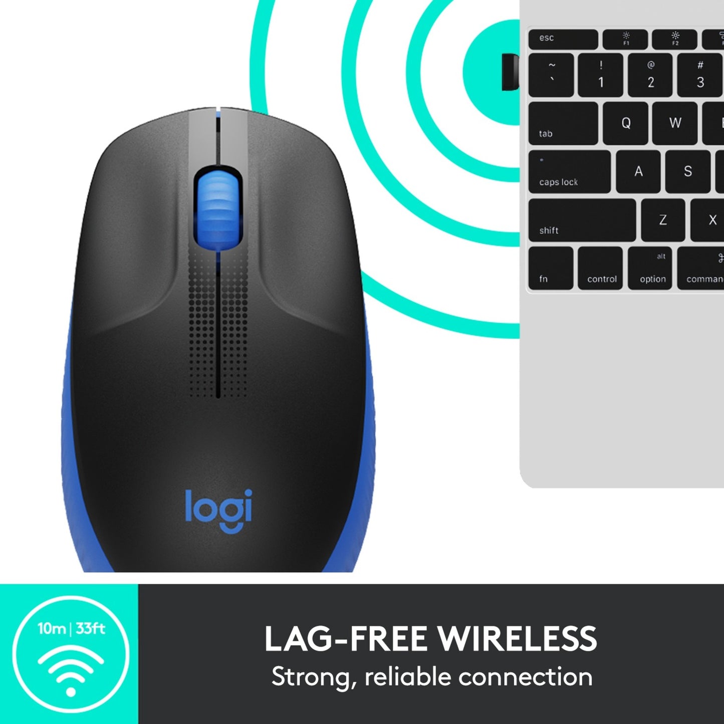 Logitech m190 full-size wireless mouse (blauw, 1000 dpi)